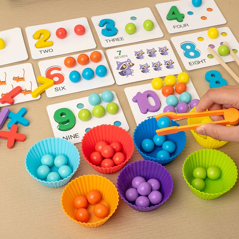 Montessori Mathematics Props Baby Digital Cognitive Pairing Puzzle Puzzle Igenious Ingenious Pearl Children's Fine Action Toys Atypical Journey Store