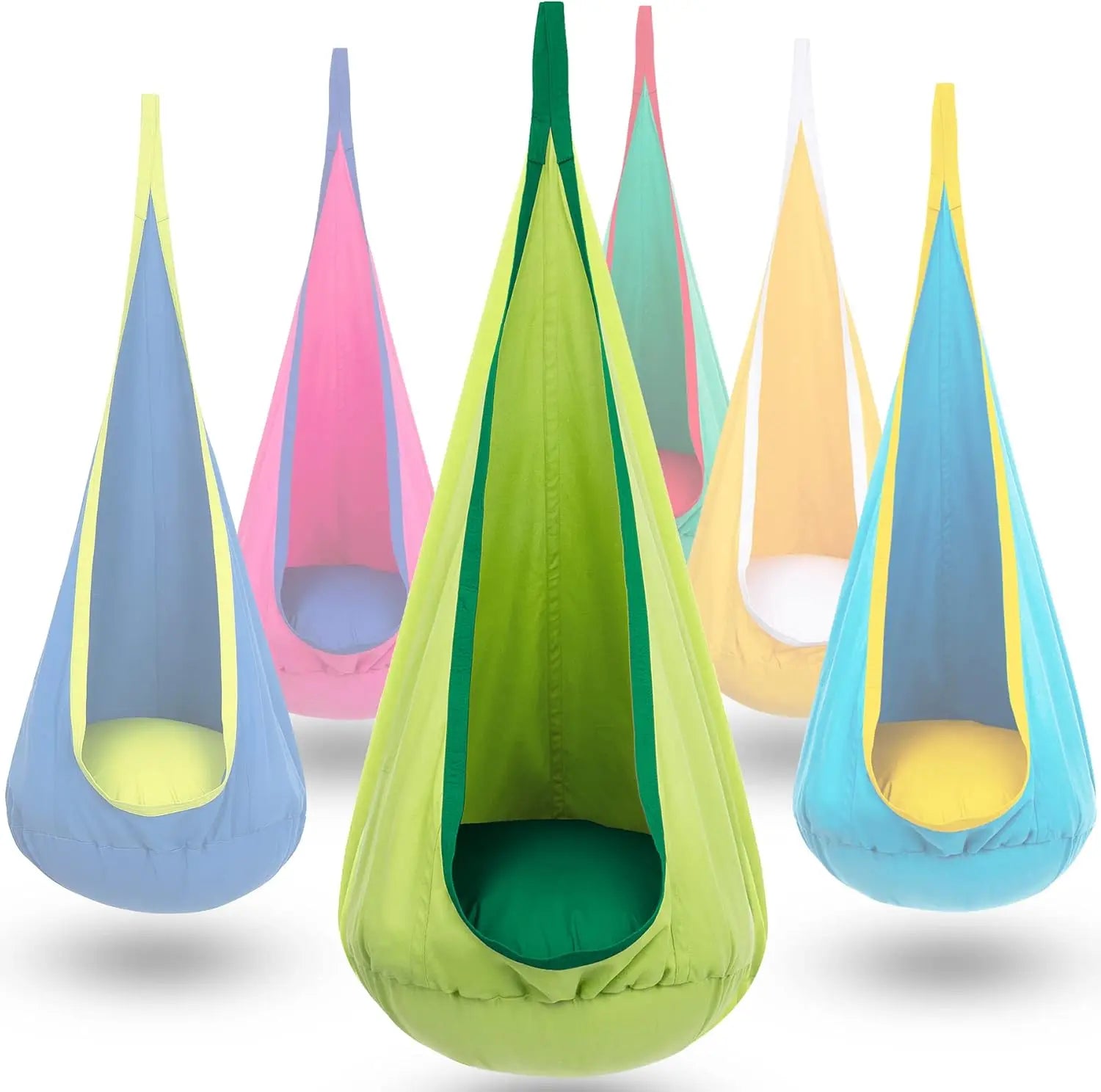 Children Hanging Pod Swing Hammock Chair With Inflatable Cushion & Side Pocket Portable Sensory Swing For Kids Indoor Outdoor Atypical Journey Store
