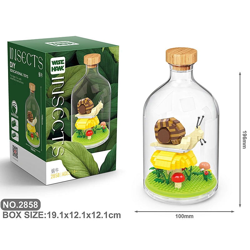 New Product Simulation Animal Series Creative Children's Toys Bottled Building Blocks Flamingo Seahorse Educational Gift Model Atypical Journey Store