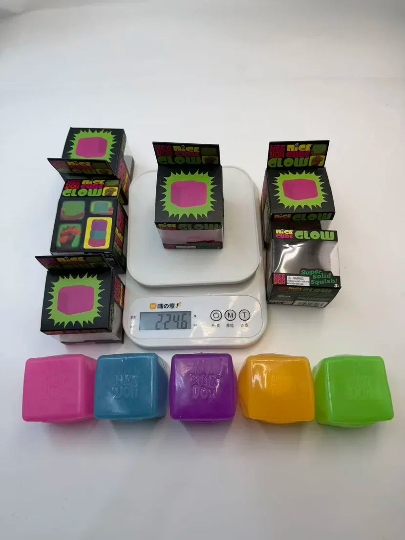 New Schylling Needoh Nice Cube Squishy Stress Toy Glow In The Dark Slow Rebound Sensory Glitter Pressure Relief For Adults gifts Atypical Journey Store