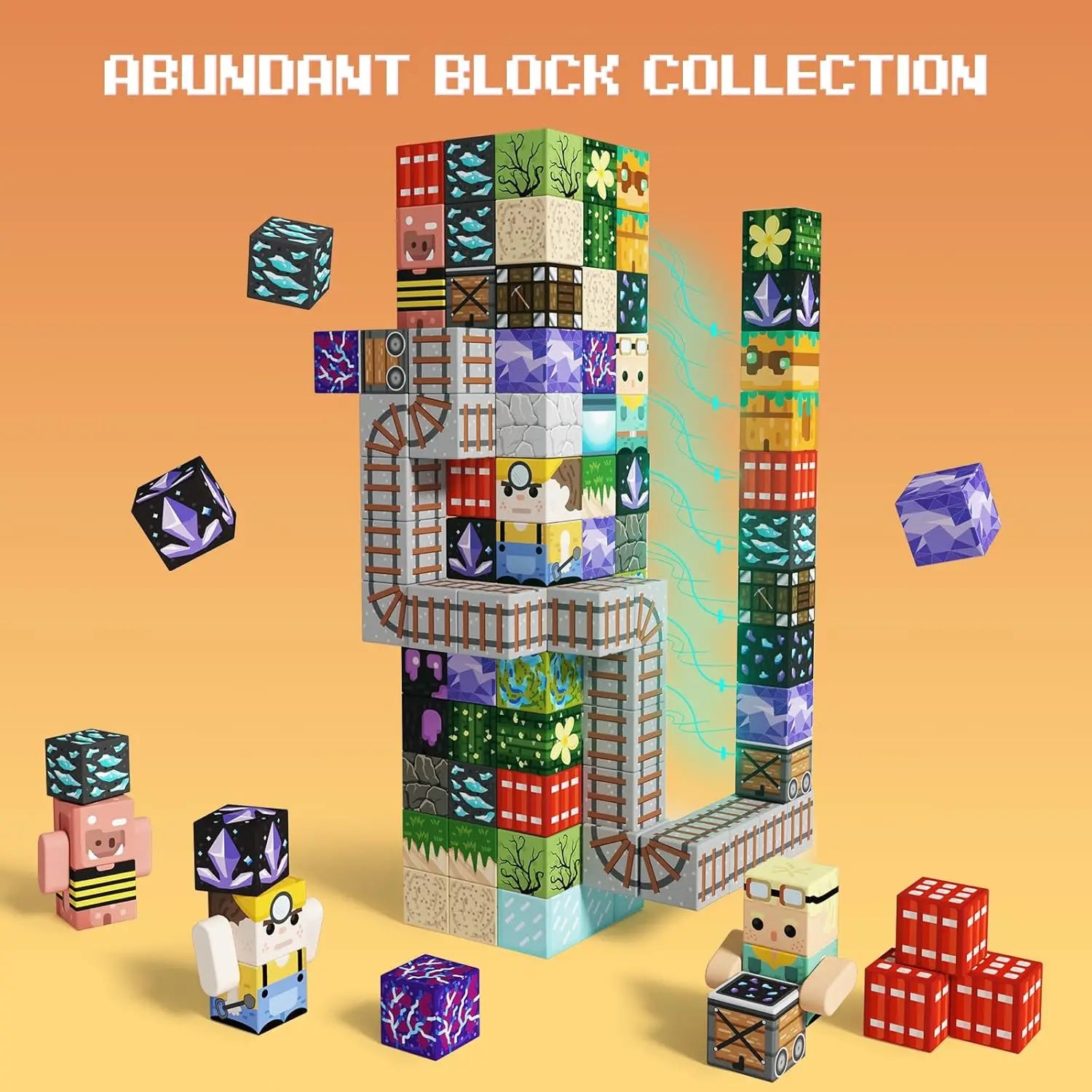 Magnetic Building Blocks Mine World Magnetic Mine Exploration Construction Brick Cube STEM Toy Set Gift for Boy Girl Children Atypical Journey Store