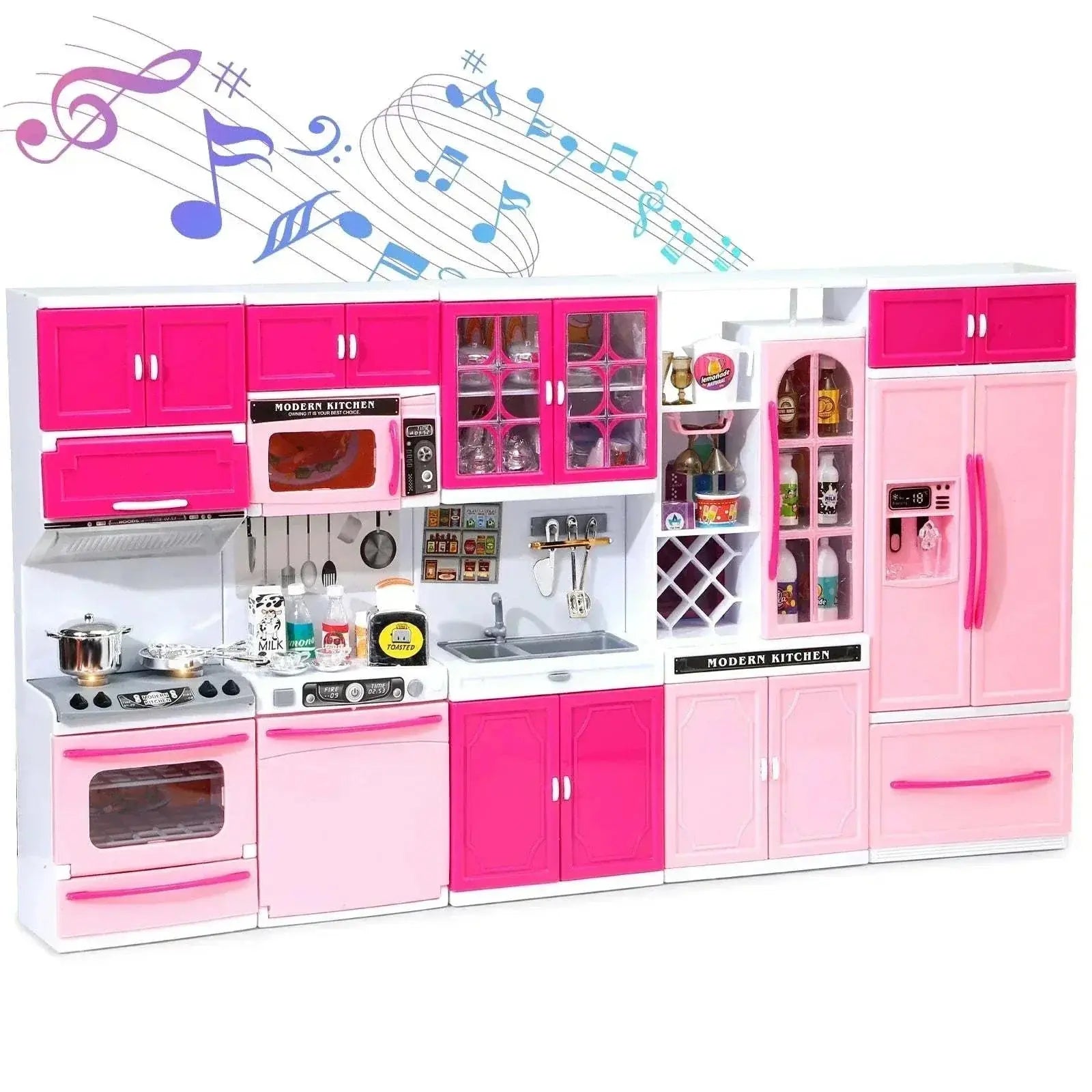 Pink Kitchen Combo 5-piece toy set with lights and sounds for kids aged 3-6