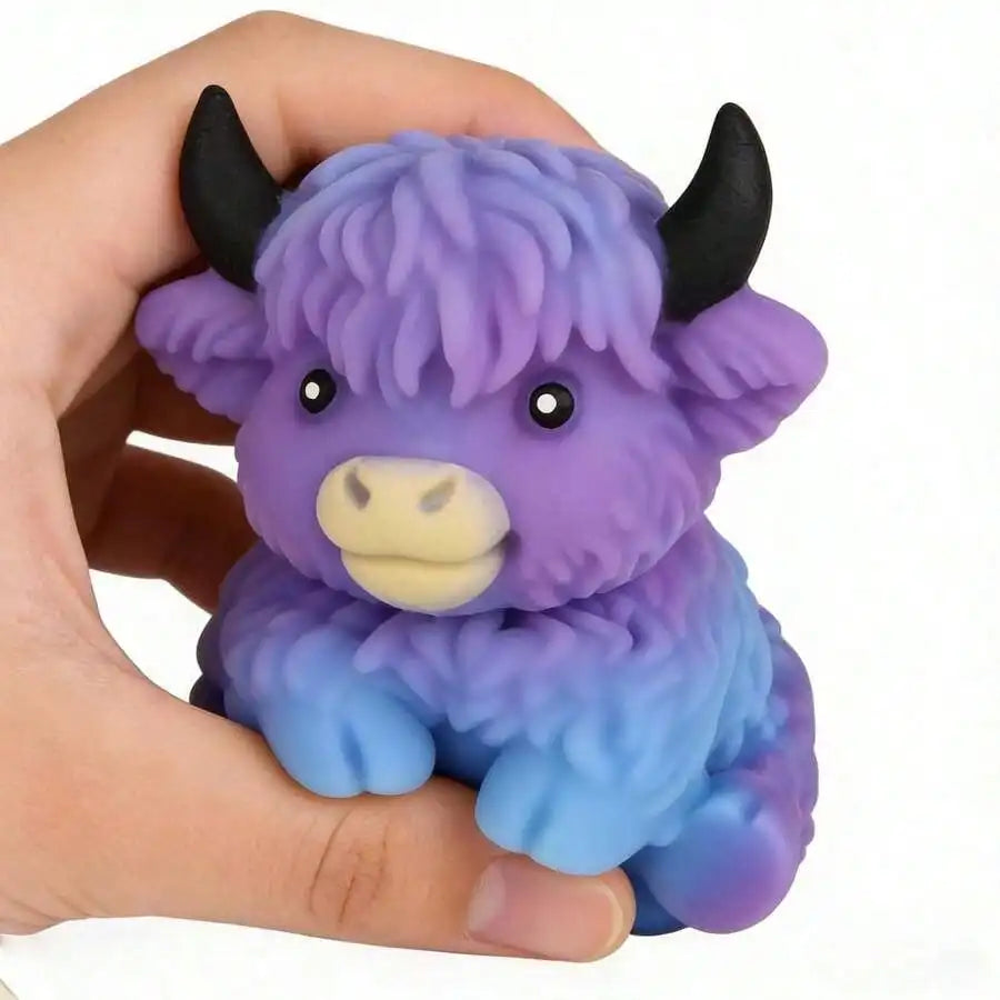 Popular New Products Scottish Highland Cow Stress Relief Toy Slow Bounce Sensory Soft Toy Cheese Squeezing Stress Relief Gift Atypical Journey Store