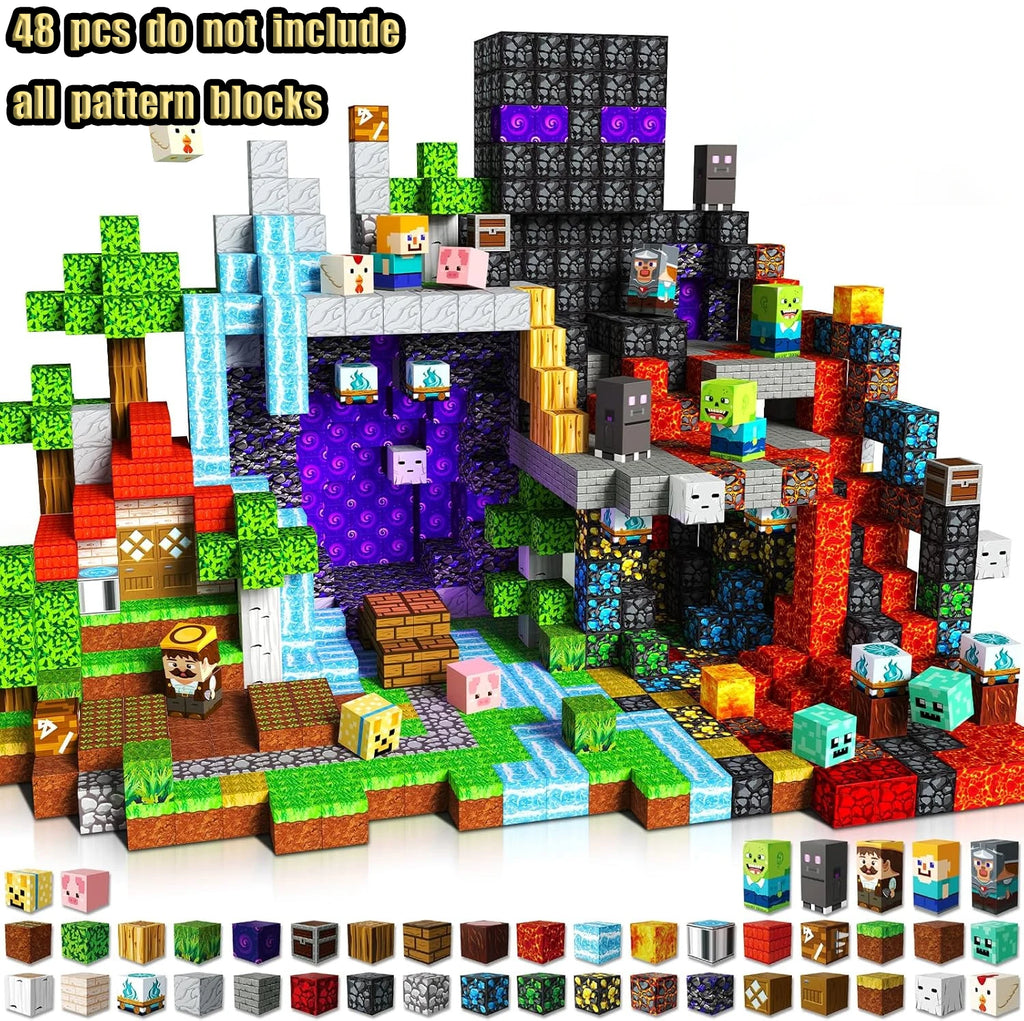 Magnetic Building Blocks Mine World Magnetic Mine Exploration Construction Brick Cube STEM Toy Set Gift for Boy Girl Children Atypical Journey Store