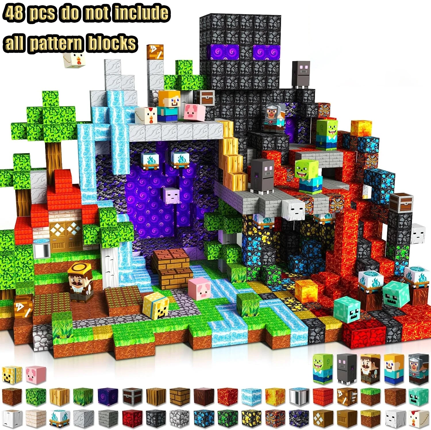 Magnetic Building Blocks Mine World Magnetic Mine Exploration Construction Brick Cube STEM Toy Set Gift for Boy Girl Children Atypical Journey Store