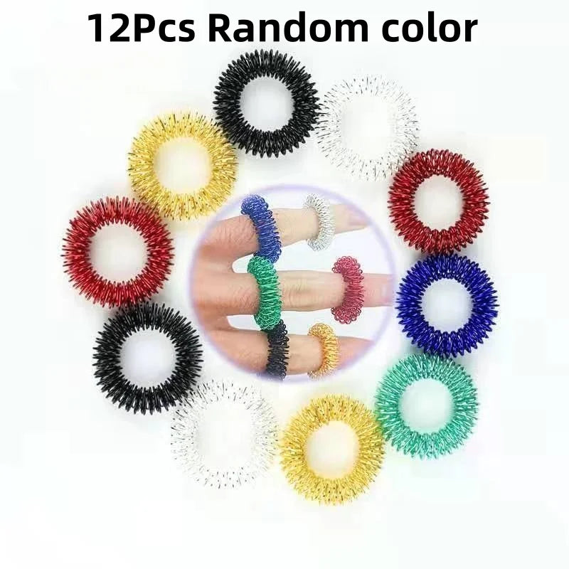 12pcs Acupressure Fidget Rings Set for Stress Relief and Sensory Stimulation - Finger Massager Toys for Teens and Adults Atypical Journey Store