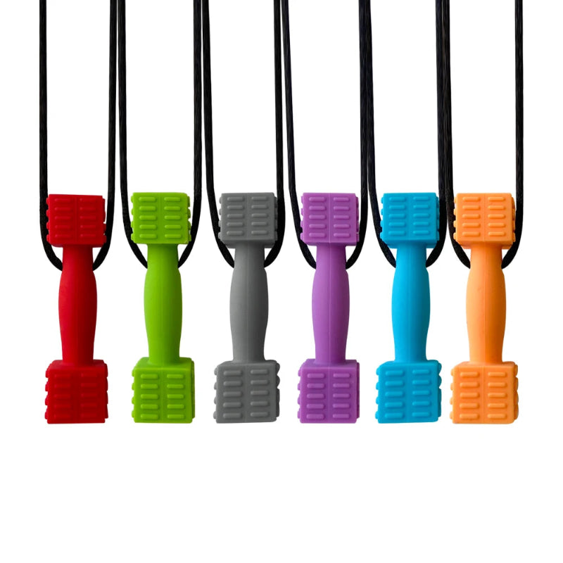 1/6Pcs Sensory Chew Necklaces Dumbbell shape Chewable Silicone Necklaces for Kids with Autism, ADHD Special Oral Motor Need Atypical Journey Store