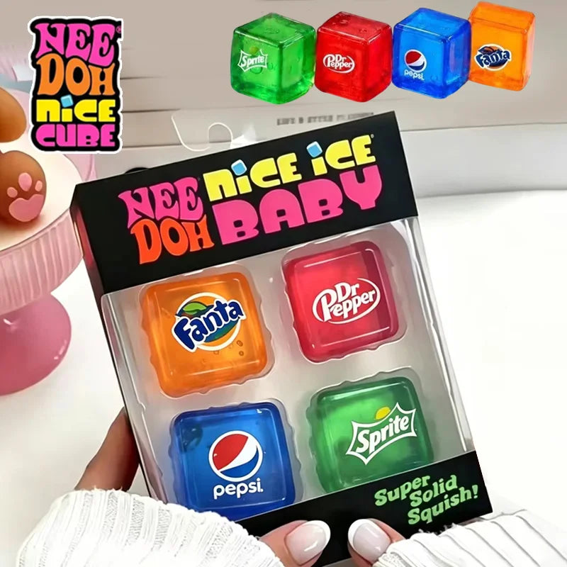 Needoh Nice Ice Cube Fidget Toys Slow Rebound Squishy Toys Stress Reliever Mini 4 Pack Set Anxiety Focus Sensory Cube  Gifts New Atypical Journey Store