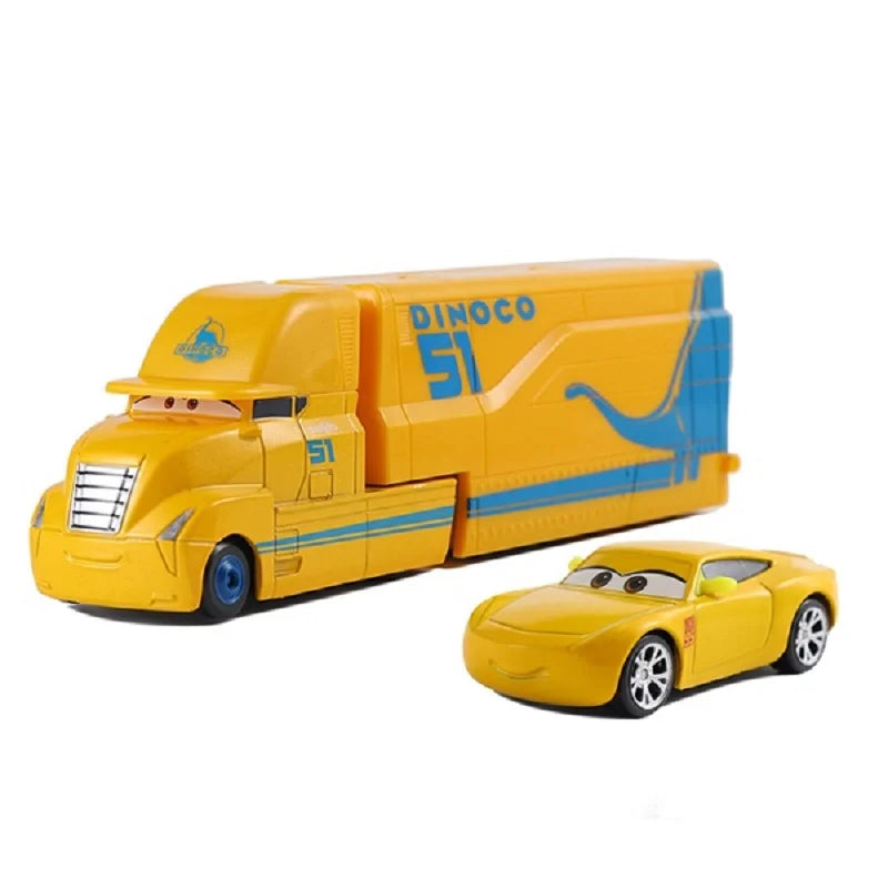 Disney Pixar Cars 3 Lightning McQueen, Jackson Storm, Cruz Ramirez, Hudson Mack Truck & Chick Hicks Toy Set Atypical Journey Store