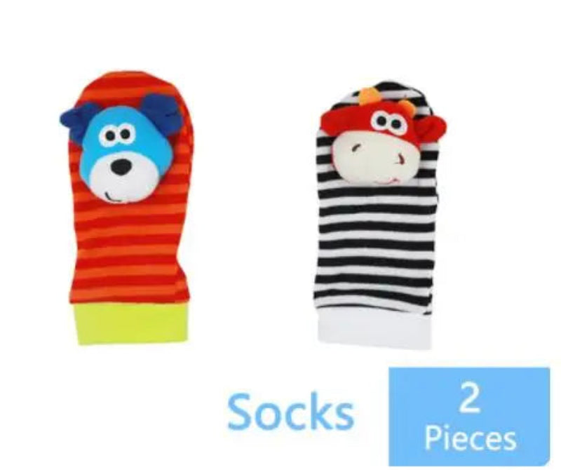 Newborn Cartoon Plush Socks Wrist Strap Rattles Baby Toys 0-36 Months Atypical Journey Store