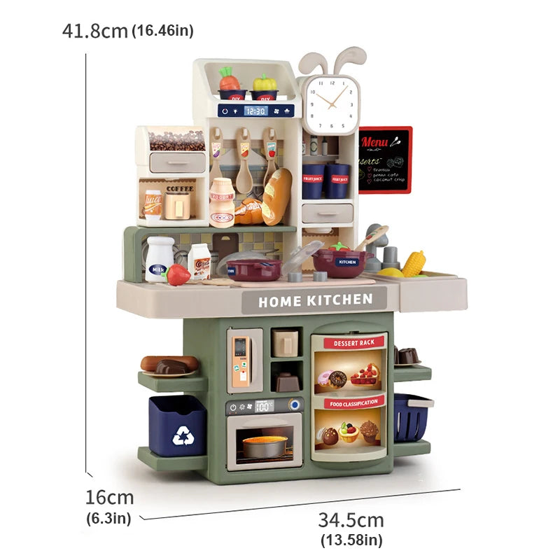 Children Kitchen Toys Set Simulated Tableware Kitchen Counter Play Set with Lights Spray DIY Toy for Girls Kids Birthday Gifts Atypical Journey Store