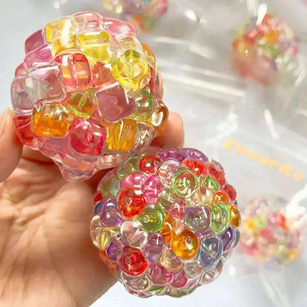 New Fidget Ice Cube Colored Beads Squeeze Squishy Balls Hand Exercise Sensory ADHD Anxiety Stress Reliever Toys For Kids Adults Atypical Journey Store