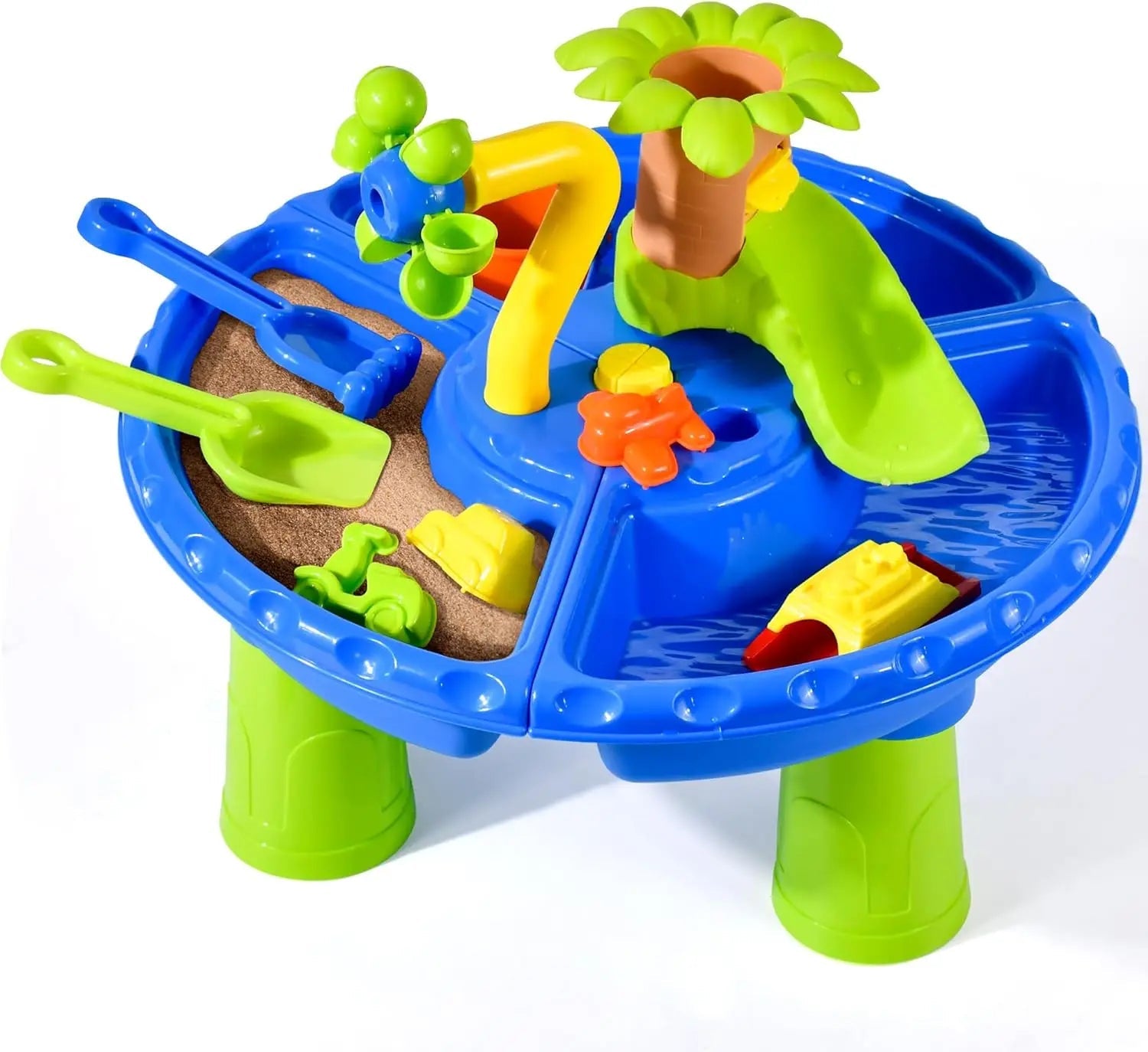 Toddler Sand and Water Play Table - 3-in-1 Sensory Activity Set with 22 Beach-Themed Toys Atypical Journey Store
