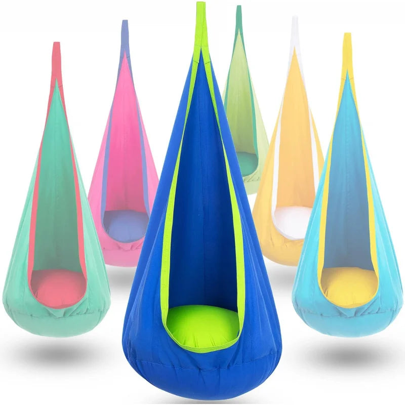 Children Hanging Pod Swing Hammock Chair With Inflatable Cushion & Side Pocket Portable Sensory Swing For Kids Indoor Outdoor Atypical Journey Store