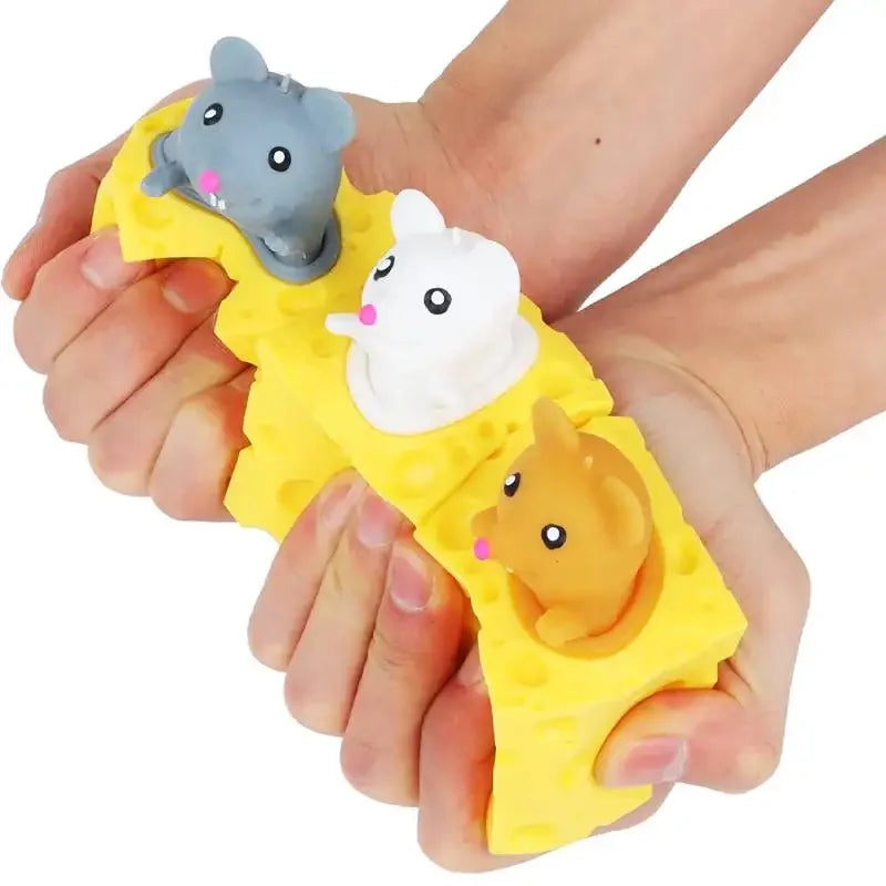 Cheese Mouse Cup Decompression Squeeze Cheese Toys Stress Relief Mice Toy Rat Stress Ball Sensory Fidget Toy Gift for Adults Kid Atypical Journey Store