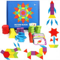 155 Pcs Wooden Pattern Blocks Set Geometric Shape Puzzle Kindergarten Classic Educational Montessori Tangram Toys for Kids Atypical Journey Store