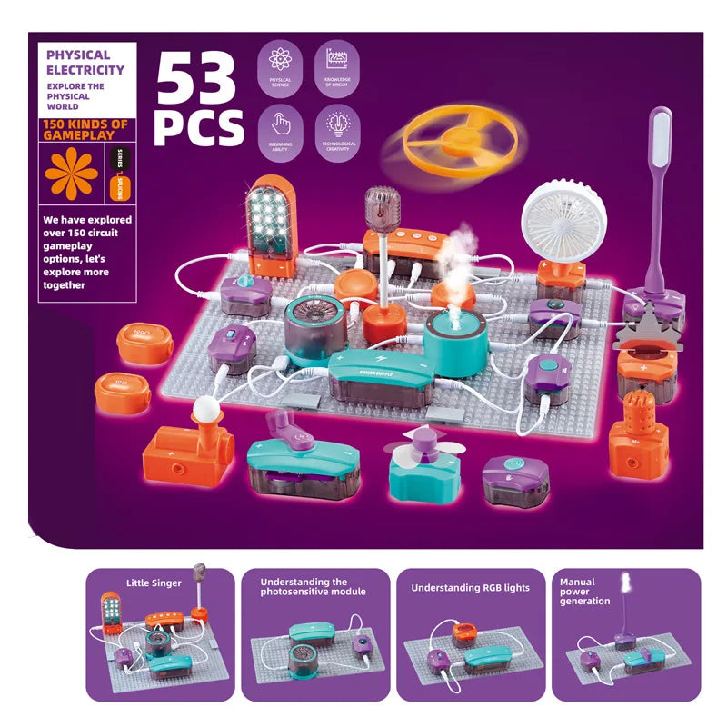 STEM Science Education Electronic Building Blocks Toy Physics Circuit Experiment Set Handmade Science Kit for Kids Atypical Journey Store