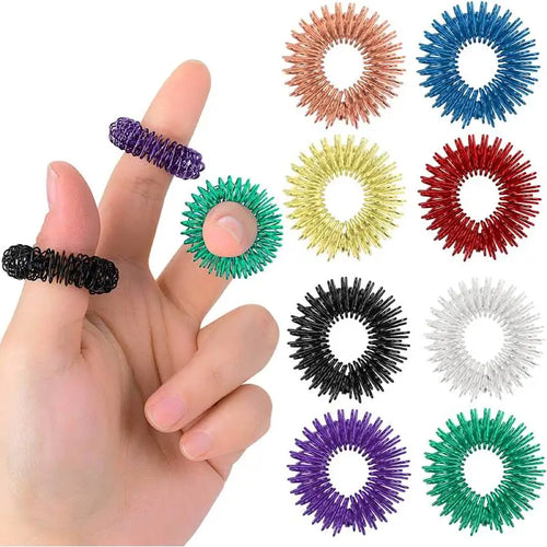 12pcs Acupressure Fidget Rings Set for Stress Relief and Sensory Stimulation - Finger Massager Toys for Teens and Adults Atypical Journey Store