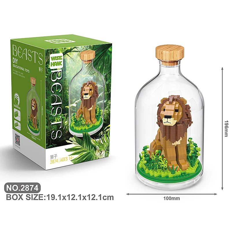 New Product Simulation Animal Series Creative Children's Toys Bottled Building Blocks Flamingo Seahorse Educational Gift Model Atypical Journey Store