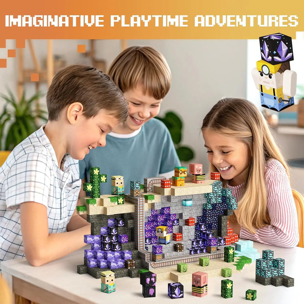 Magnetic Building Blocks Mine World Magnetic Mine Exploration Construction Brick Cube STEM Toy Set Gift for Boy Girl Children Atypical Journey Store