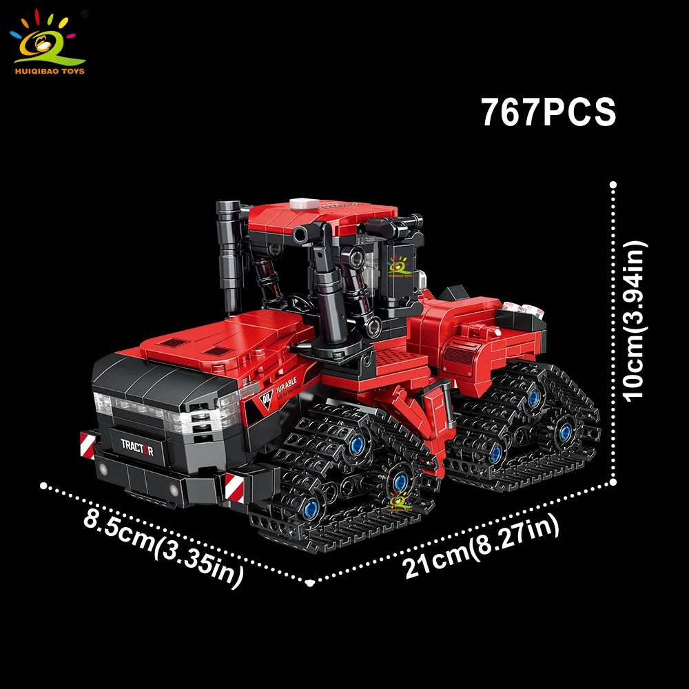 HUIQIBAO Farmer Truck model Building Block Tractor Cultivator Harvester Vehicle MOC Car Brick City Construction Toy For Children Atypical Journey Store