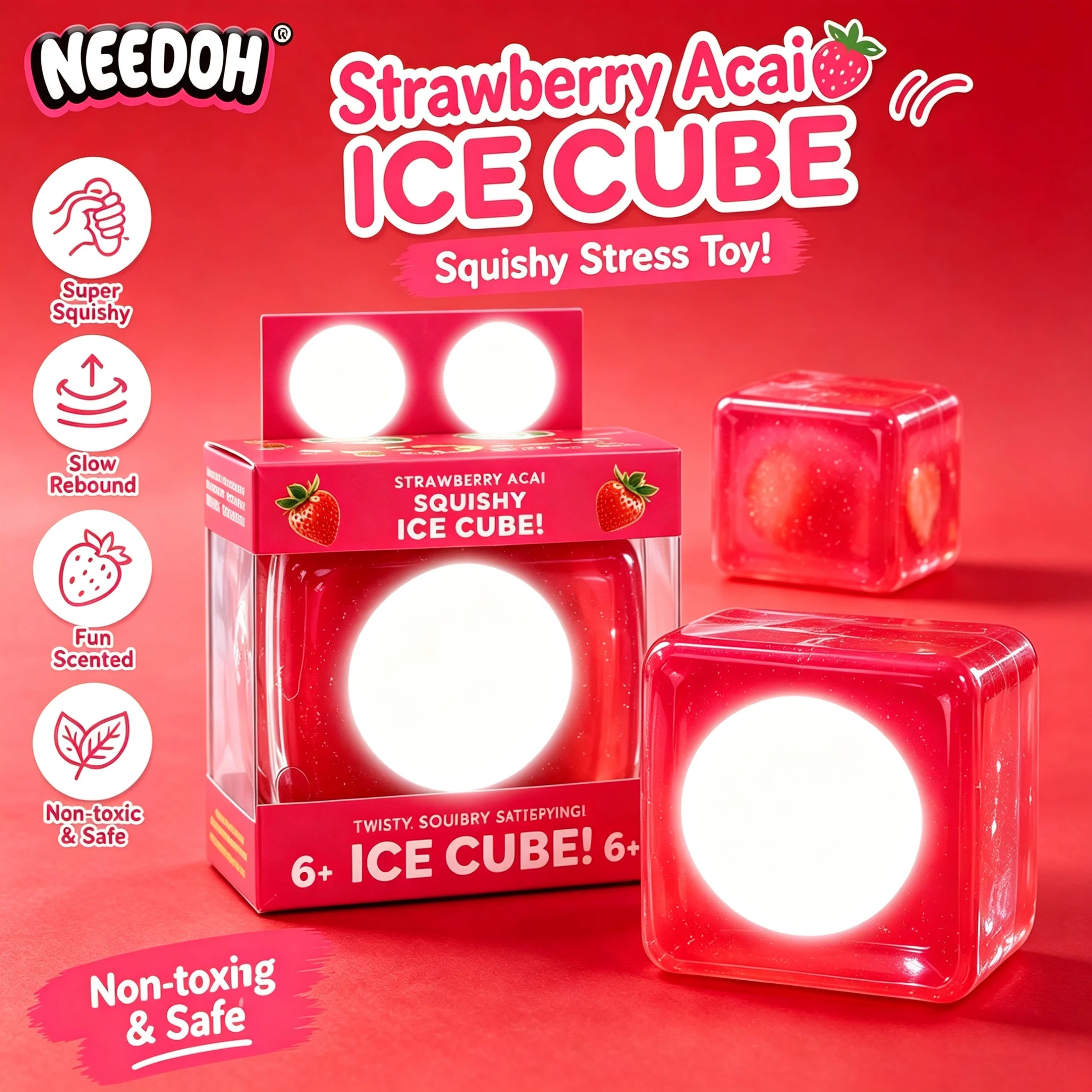 Needoh Nice Cube Sensory Stress Reliever Fidget Tool - Squishy Squeeze Toy for Anxiety & Focus - Sensory Cube for Adults & Kids Atypical Journey Store