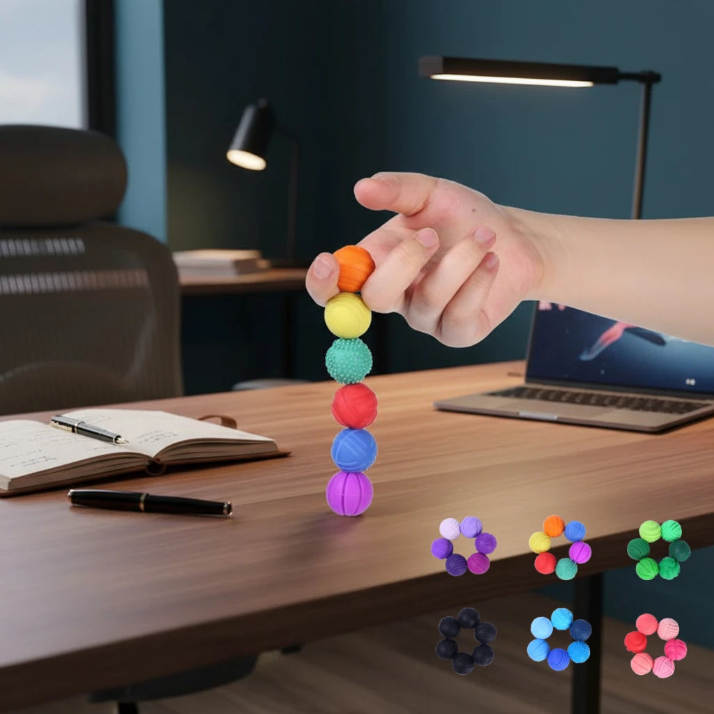 6pcs AHDH Silicone Magnetic Ball Stress Relief Toy Finger Stress Relief Educational Toy Novelty Magnetic Fidget Roller Atypical Journey Store