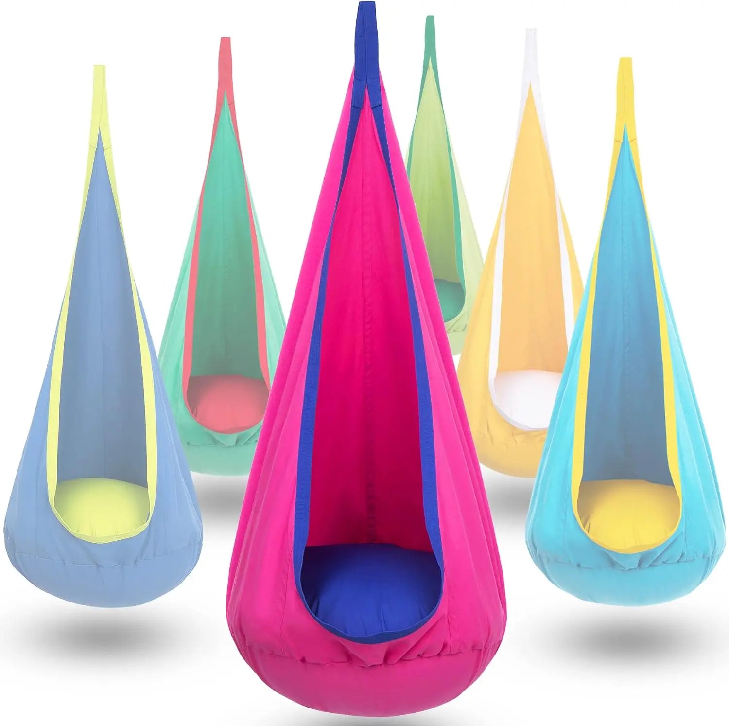 Children Hanging Pod Swing Hammock Chair With Inflatable Cushion & Side Pocket Portable Sensory Swing For Kids Indoor Outdoor Atypical Journey Store