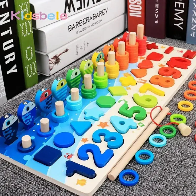 Kids Montessori Math Toys For Toddlers Educational Wooden Puzzle Fishing Toys Count Number Shape Matching Sorter Games Board Toy Atypical Journey Store